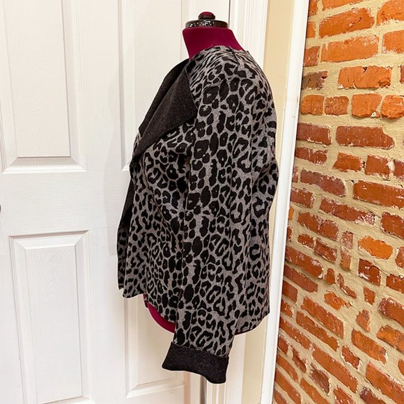 NWOT Jones New York Reversible Leopard Print & Black Wool Felt Jacket - Picture 10 of 11